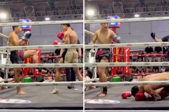 “Dit is slim vechten” – kickbokser zet tegenstander op verkeerde been en slaat toe (video)