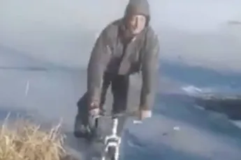 Fietsen op het ijs is dus best tricky