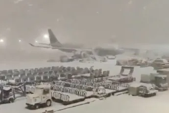 Beetje last van sneeuw op de luchthaven van Madrid