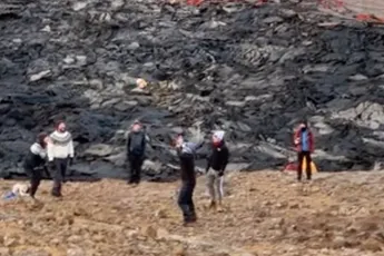 Vulkaan Fagradalsfjall tevens oefenterrein voor volleyballen