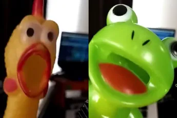 Rubber kippen en kikker doen Chop Suey!