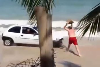 Op strand rijden schiet paps in het verkeerde keelgat
