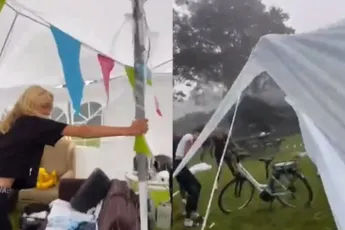 Pats, boem, tent weg