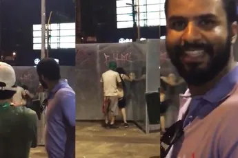 Braziliaan en partner spelen een ander spelletje op basketbal court