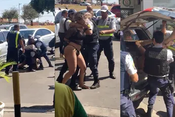 Arrestatie van dame gaat heel moeizaam, dus toch maar pepperspray gebruiken