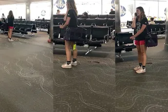 Asociaal wijf laat hond poepen op vliegveld van Denver