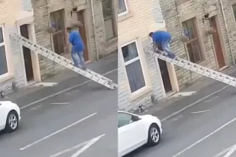 Beunhaas wil iets doen met een trap en het gaat verschrikkelijk mis