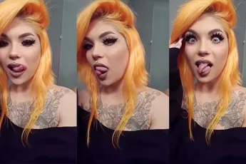 Dame heeft gespleten tong en over beide helften controle