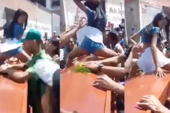 Dames Venezuela rouwen door te twerken op lijkkist