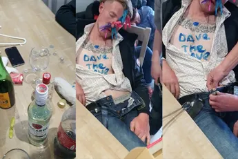 Dave is blauw in slaap gevallen bij vrienden en is nu nog blauwer...