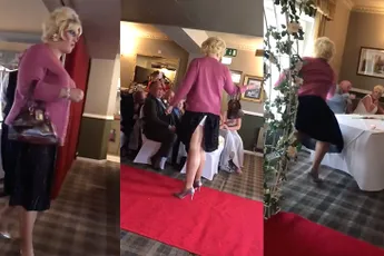 Drag Queen komt liedje zingen op trouwerij van Tracey en Dave