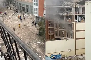 Gaslek waarschijnlijk oorzaak van enorme explosie in centrum van Madrid