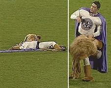 Gezopen? Mascotte kan niet meer op zijn beentjes staan