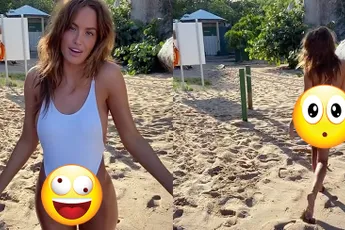 Haley Kalil mocht van moeder alleen in badpak poseren, dus moest ze creatief zijn