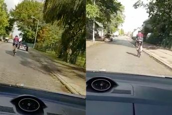 Heb je weer zo'n wielrenner die niet weet wat een fietspad is...