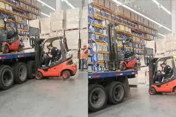 Heel houden van heftruck is voor Chileense beunhazen erg moeilijk