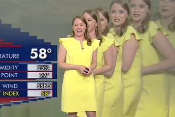 Ineens heel veel weervrouwen tijdens glitch weerbericht