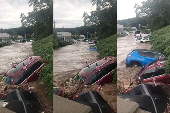 Jeep dealer in New Jersey heeft wat last van een overstroming