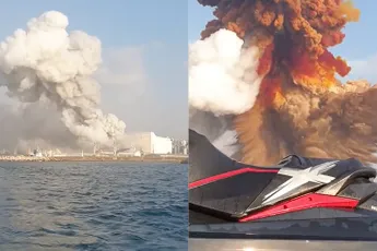 Jetskiërs hebben tweede explosie in Beiroet vanaf het water vastgelegd