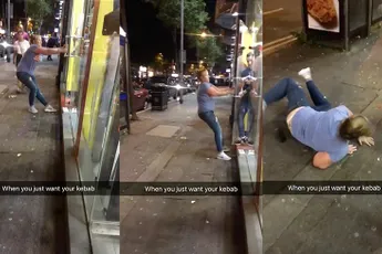 Kan iemand deze gekke vrouw wat kebab geven?