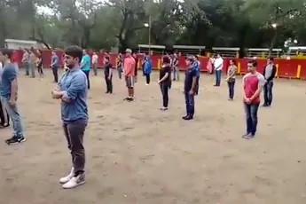 Leraar laat leerlingen zien dat stieren niet vanzelf aanvallen