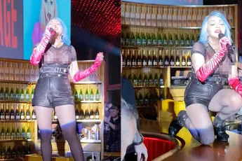 Madonna geeft optreden op de bar in toch wel kittige outfit