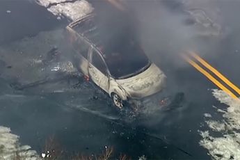 Man negeert wegversperring en wordt geroosterd in auto in New Jersey