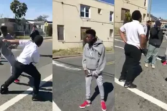 Man stopt straatgevecht en laat vechtersbazen ware aard van vrienden zien