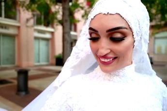 Moment vastgelegd dat mooiste dag voor bruid in Beiroet eindigde in een nachtmerrie