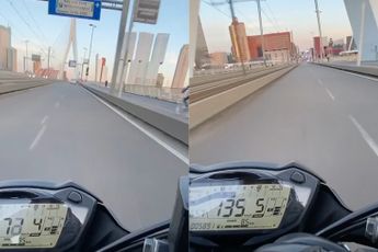 Motorrijder rijdt met 138 km/u over de Erasmusbrug in Rotterdam