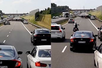 Ondertussen in Polen: Massale matpartij op de snelweg