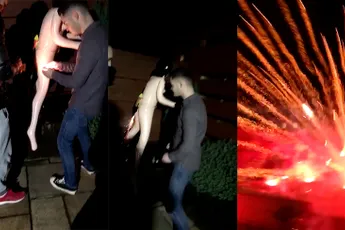 Opblaaspop met vuurwerk is een echte knaller