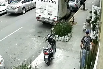 Pitbull loopt los in Mexico Stad en grijpt hond, eigenaar hond grijpt in