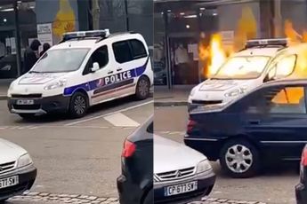 Politiewagen in Franse Mulhouse in vlammen gezet met Molotov cocktail