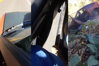 Slecht idee: Kapotte Honda CRX als skateboard van heuvel gebruiken!