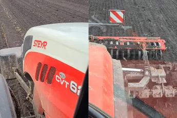 Trouwe viervoeter achter stuur van trekker