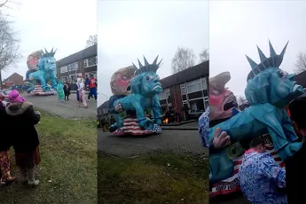 Trump doet vrijheidsbeeld praalwagen tijdens carnaval in Zwartemeer