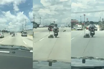 Tuurlijk kun je best zo een grasmaaier op de snelweg vervoeren