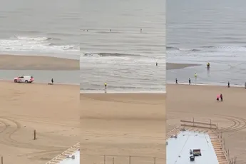 Vluchtende man rent water in bij Bloemendaal aan Zee