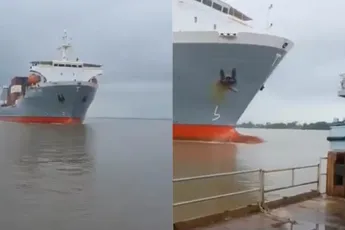 Vrachtschip "Tropic Tide" ramt ander vaartuig in Suriname