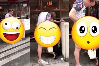 Vriendin geeft beloning op straat na middagje shoppen...