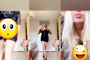 Vrouw heeft een boodschap voor een varkentje