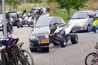 Wheelie op quad gaat mis: Ach kan de beste weleens gebeuren