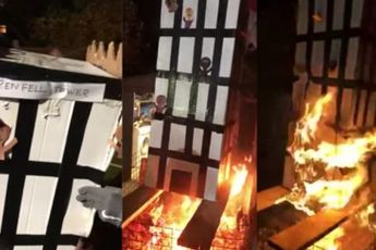 Zieke geesten verbranden Grenfell Tower beeltenis tijdens Guy Fawkes