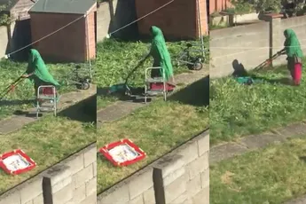 Zo'n eerste keer grasmaaier gebruiken is best lastig!