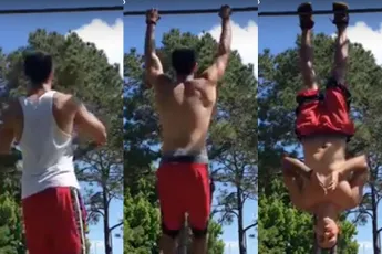 Deuk in ego van gast die zijn eigen workout filmt