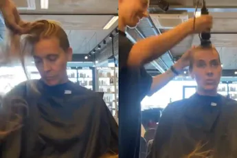 Anouk laat zichzelf een iets wat kortere coupe aanmeten