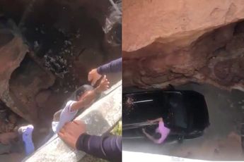 Auto terecht gekomen op bodem van hele diepe sinkhole in Brazilië
