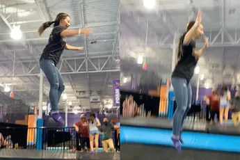Vriendin breekt been in trampoline park, maar gelukkig hebben we de beelden nog