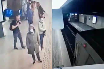 Metro in Brussel stopt maar net voor vrouw die op spoor is geduwd